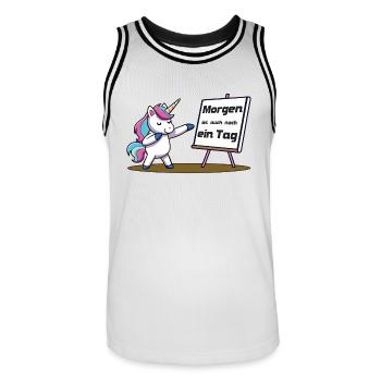 Morgen ist auch noch ein Tag - Männer Basketball-Trikot - Weiß/Schwarz - Vorne - AI Model Male 185 dark (185cm)