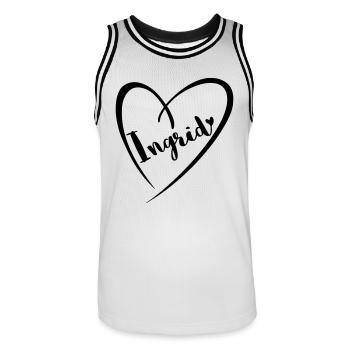 Ingrid Name Vorname im Herzrahmen - Männer Basketball-Trikot - Weiß/Schwarz - Vorne - AI Model Male 185 dark (185cm)