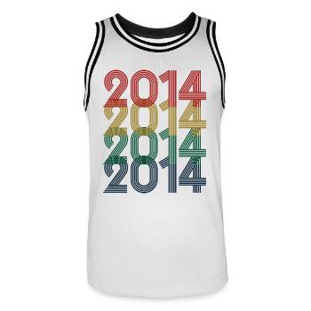 Cool Retro 2014, 9 ans, 9e anniversaire Enfants - Maillot de basket Homme - blanc/noir - Devant - AI Model Male 185 dark (185cm)