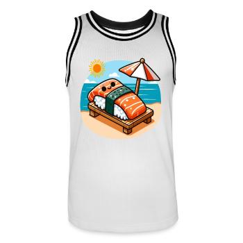Sushi Sommer Lustig - Männer Basketball-Trikot - Weiß/Schwarz - Vorne - AI Model Male 185 dark (185cm)