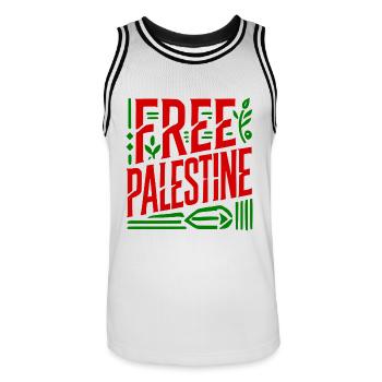Free palestine - Maillot de basket Homme - blanc/noir - Devant - AI Model Male 185 dark (185cm)