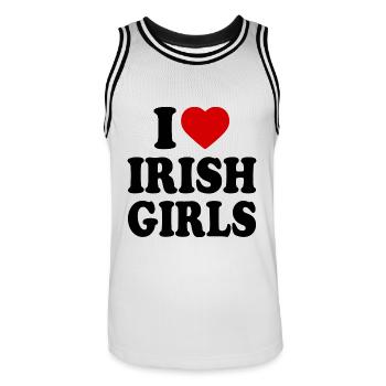 I love irish girls - Maillot de basket Homme - blanc/noir - Devant - AI Model Male 185 dark (185cm)