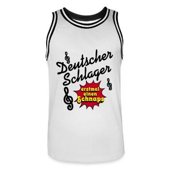 Fête Schlager, Musique Schlager, premier schnaps - Maillot de basket Homme - blanc/noir - Devant - AI Model Male 185 dark (185cm)