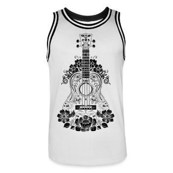 Ukulele - Men's Basketball Jersey - white/black - Front - AI Model Male 185 dark (185cm)