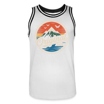 Original 1976 vintage retro 1976 anniversaire - Maillot de basket Homme - blanc/noir - Devant - AI Model Male 185 dark (185cm)