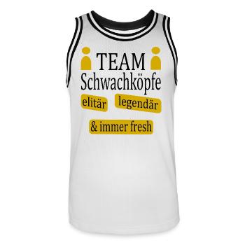 Team Schwachköpfe Elitär Legendär: Immer Fresh - Männer Basketball-Trikot - Weiß/Schwarz - Vorne - AI Model Male 185 dark (185cm)