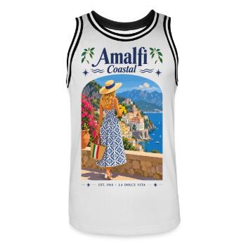 Amalfi Küstenblick Kleid-Print - Männer Basketball-Trikot - Weiß/Schwarz - Vorne - AI Model Male 185 dark (185cm)
