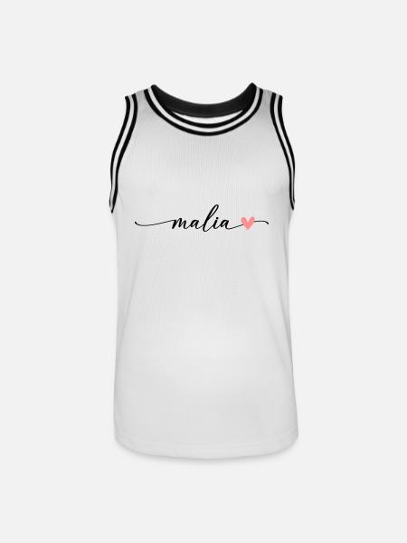 Malia Name Calligraphy Font - Men's Basketball Jersey - white/black