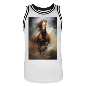 Pferd - Männer Basketball-Trikot - Weiß/Schwarz - Vorne - AI Model Male 185 dark (185cm)