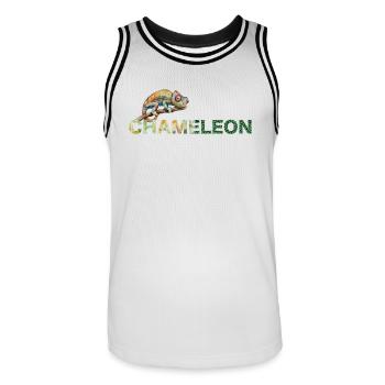 Chamäleon Chameleon - Männer Basketball-Trikot - Weiß/Schwarz - Vorne - AI Model Male 185 dark (185cm)
