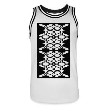 Neuer Stil - Männer Basketball-Trikot - Weiß/Schwarz - Vorne - AI Model Male 185 dark (185cm)