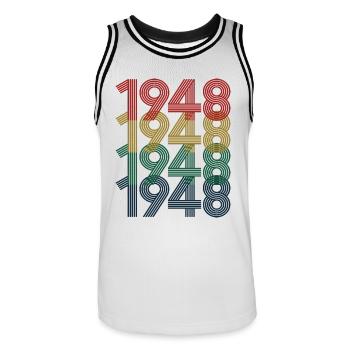 Cool Retro 1948, 74 Jahre alt, Geschenk zum 74. Geburtstag - Männer Basketball-Trikot - Weiß/Schwarz - Vorne - AI Model Male 185 dark (185cm)