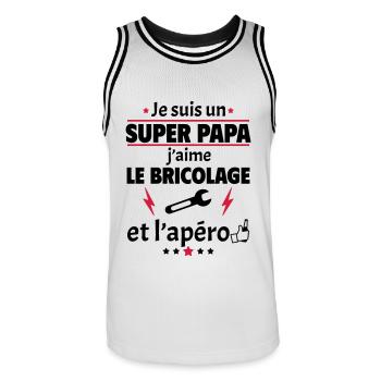 Je suis un super papa bricolage apéro, noël - Maillot de basket Homme - blanc/noir - Devant - AI Model Male 185 dark (185cm)