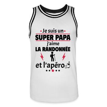 Je suis un super papa randonnée apéro, cadeau noël - Maillot de basket Homme - blanc/noir - Devant - AI Model Male 185 dark (185cm)