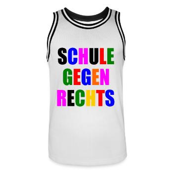 Schule gegen rechts - Männer Basketball-Trikot - Weiß/Schwarz - Vorne - AI Model Male 185 dark (185cm)