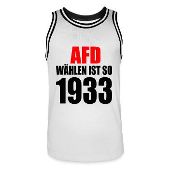 afd wählen ist so 1933 - Männer Basketball-Trikot - Weiß/Schwarz - Vorne - AI Model Male 185 dark (185cm)