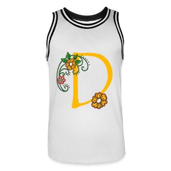 Flower 30 D - Men's Basketball Jersey - white/black - Front - AI Model Male 185 dark (185cm)