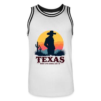 Cow-boy du Texas - Maillot de basket Homme - blanc/noir - Devant - AI Model Male 185 dark (185cm)