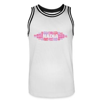 Cadeau pour Nadia - Maillot de basket Homme - blanc/noir - Devant - AI Model Male 185 dark (185cm)