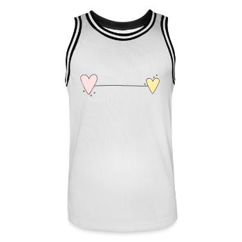 Ligne du cœur horizontale - Maillot de basket Homme - blanc/noir - Devant - AI Model Male 185 dark (185cm)