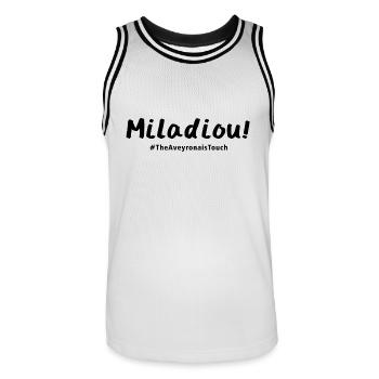 Miladiou !! - Maillot de basket Homme - blanc/noir - Devant - AI Model Male 185 dark (185cm)