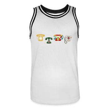 téléphone rétro vintage - Maillot de basket Homme - blanc/noir - Devant - AI Model Male 185 dark (185cm)