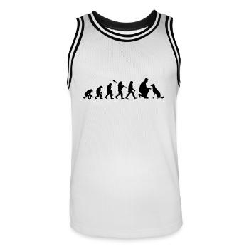 Evolution Funny Belgian Malinois Shepherd Dog - Men's Basketball Jersey - white/black - Front - AI Model Male 185 dark (185cm)