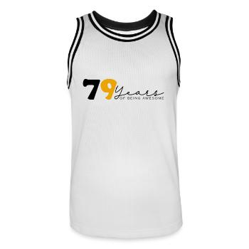Vintage 1945 Funny 79 Year Old Bday Men Women - Men's Basketball Jersey - white/black - Front - AI Model Male 185 dark (185cm)