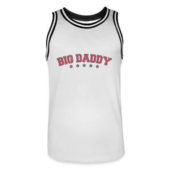 Fête des pères logo Big Daddy héros papa Vater - Maillot de basket Homme - blanc/noir - Devant - AI Model Male 185 dark (185cm)