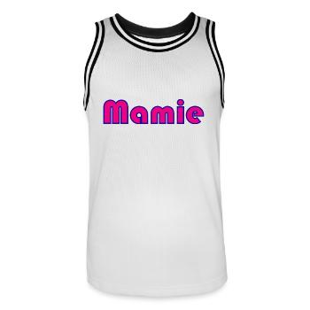 MAMIE. FÊTE DES MÈRES. BONNE FÊTE MAMIE. JE T'AIME - Maillot de basket Homme - blanc/noir - Devant - AI Model Male 185 dark (185cm)