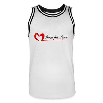 PAPUAN. DAD. FATHER'S DAY. HAPPY FATHER'S DAY. BONN - Men's Basketball Jersey - white/black - Front - AI Model Male 185 dark (185cm)