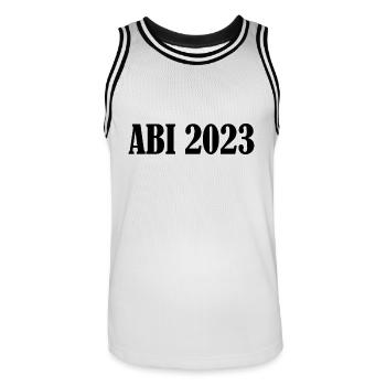 Abi 2023 - Männer Basketball-Trikot - Weiß/Schwarz - Vorne - AI Model Male 185 dark (185cm)