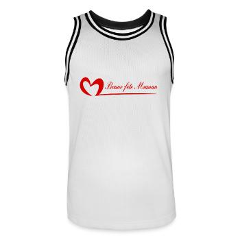 MAMAN. FÊTE DES MÈRES. BONNE FÊTE MAMAN. JE T'AIME - Maillot de basket Homme - blanc/noir - Devant - AI Model Male 185 dark (185cm)