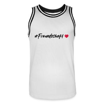 Cœur d’amitié - Maillot de basket Homme - blanc/noir - Devant - AI Model Male 185 dark (185cm)