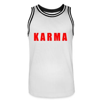 Karma - Men's Basketball Jersey - white/black - Front - AI Model Male 185 dark (185cm)