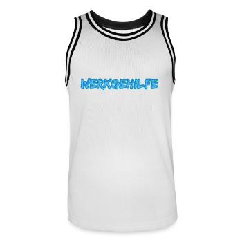 Gift for Assistant - Men's Basketball Jersey - white/black - Front - AI Model Male 185 dark (185cm)