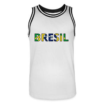Drapeau Brésil - Maillot de basket Homme - blanc/noir - Devant - AI Model Male 185 dark (185cm)