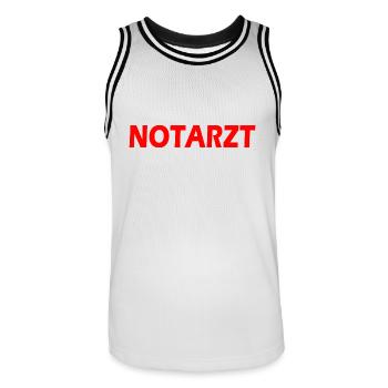 Notarzt - Männer Basketball-Trikot - Weiß/Schwarz - Vorne - AI Model Male 185 dark (185cm)
