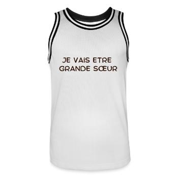 Ich werde eine große Schwester sein - Männer Basketball-Trikot - Weiß/Schwarz - Vorne - AI Model Male 185 dark (185cm)