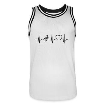 Scorpion - Dard empoisonné - Pouls - Courbe cardiaque - ECG - Maillot de basket Homme - blanc/noir - Devant - AI Model Male 185 dark (185cm)