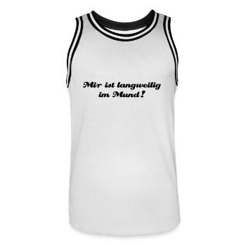 Fellation: je m'ennuie dans la bouche - Sexe - Maillot de basket Homme - blanc/noir - Devant - AI Model Male 185 dark (185cm)