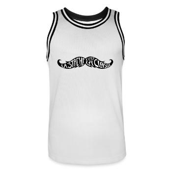 'stache - Maillot de basket Homme - blanc/noir - Devant - AI Model Male 185 dark (185cm)