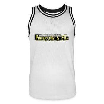 pampouille & fils - Maillot de basket Homme - blanc/noir - Devant - AI Model Male 185 dark (185cm)