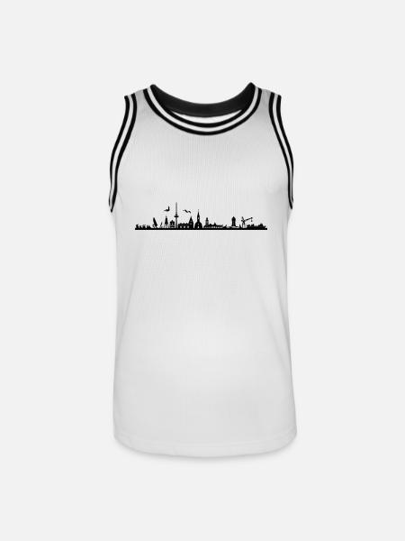 Skyline - Cuxhaven - Männer Basketball-Trikot - Weiß/Schwarz