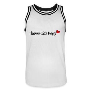 PAPY. BONNE FÊTE PAPA. PAPA. FÊTE DES PÈRES. FÊTE - Maillot de basket Homme - blanc/noir - Devant - AI Model Male 185 dark (185cm)
