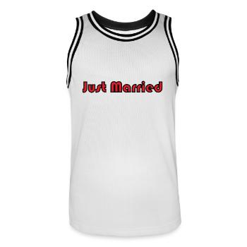 JUST MARRIED. EVJF. LOVE. SAINT VALENTIN. COUPLE. - Maillot de basket Homme - blanc/noir - Devant - AI Model Male 185 dark (185cm)