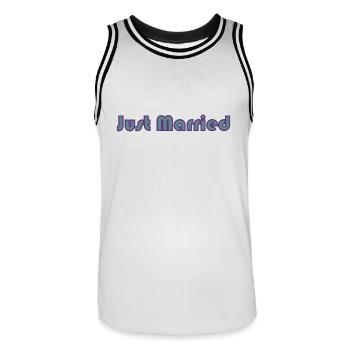 JUST MARRIED. EVJF. LOVE. SAINT VALENTIN. COUPLE. - Maillot de basket Homme - blanc/noir - Devant - AI Model Male 185 dark (185cm)