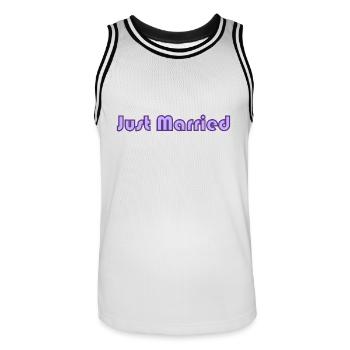 JUST MARRIED. EVJF. LOVE. SAINT VALENTIN. COUPLE. - Maillot de basket Homme - blanc/noir - Devant - AI Model Male 185 dark (185cm)
