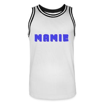 MAMIE. FÊTE DES MÈRES. BONNE FÊTE MAMIE. JE T'AIME - Maillot de basket Homme - blanc/noir - Devant - AI Model Male 185 dark (185cm)