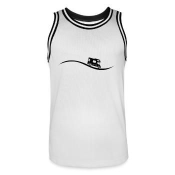 Wohnwagen Wohnmobil Camping - Männer Basketball-Trikot - Weiß/Schwarz - Vorne - AI Model Male 185 dark (185cm)